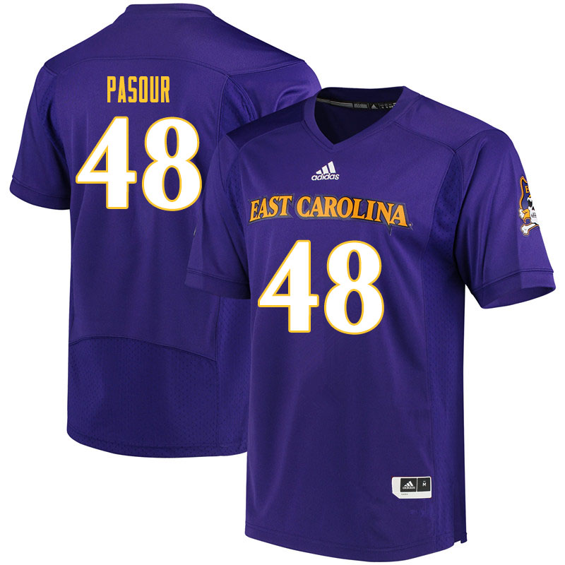 Men #48 Aaron Pasour ECU Pirates College Football Jerseys Sale-Purple